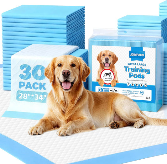 Extra Large Dog Pee Pads - Super Absorbent, Quick-Drying, and Leak-Proof Puppy Training Pads (28"x34", 30 Count)