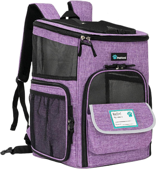 Ultimate Airline Approved Dog & Cat Backpack Carrier - Ventilated, Comfortable, and Stylish for Travel, Hiking, and Camping - Perfect for Pets Up to 18 lbs in Purple