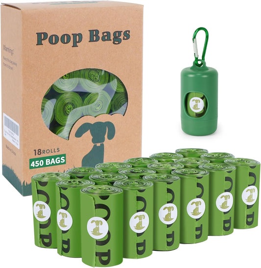 Eco-Friendly Dog Poop Bags - Biodegradable and Leak-Proof with Dispenser - 450 Count Scented Rolls